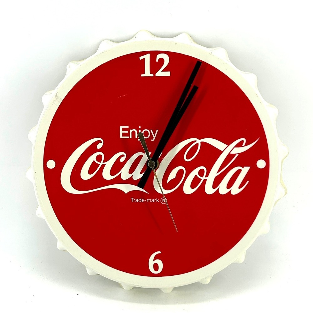 Coca-Cola Bottle Cap Wall Clock Red White Enjoy Coke Soda Advertising Decor